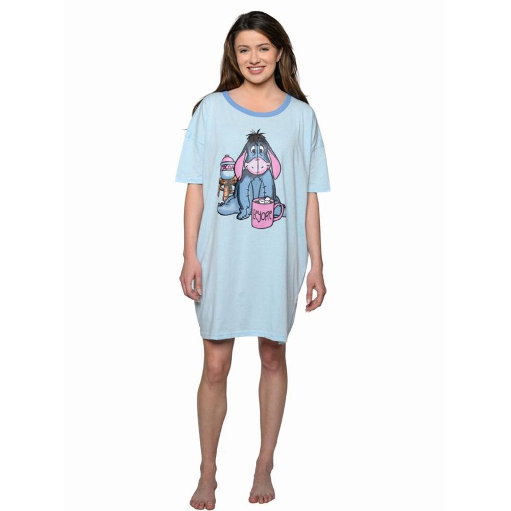 New Women's Eeyore Sleep Shirt Hot Cocoa One Size Fits Most Light Blue